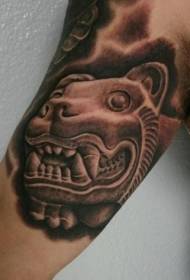 big arm inside black gray style stone tattoo pattern