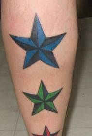 corak tatu pentagram warna betis
