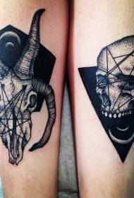 βραχίονα μυστηριώδη μαύρο διάβολος κρανίο αίγες Με τατουάζ μοτίβο τατουάζ