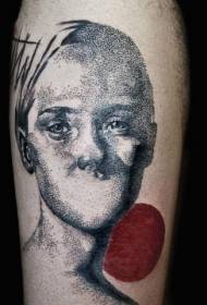 страховито черно без устата човек портрет татуировка модел