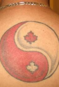 Váll vörös és fehér kerek yin és yang pletykák juharlevél tetoválás képe