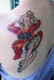 Volver Marilyn Monroe tradicional y el patrón de tatuaje vestido rojo