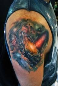 mehrere Absätze am Himmel gemalt Farbverlauf abstrakte Linie Landschaft Tattoo-Muster