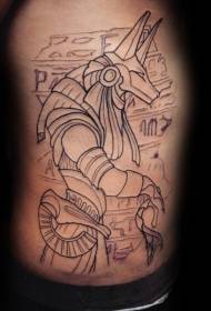 Sketch Style Egiptoko jainko beltzaren estatua tatuaje eredua