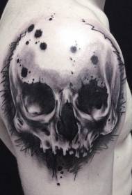 Big Arm Black Realistic skull tattoo pattern
