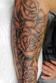 wzór tatuażu czarny szary różany