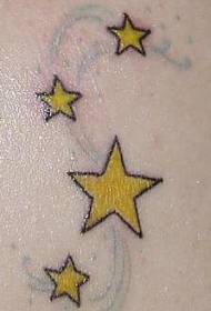 Patrón de tatuaje de estrellas amarillas de colores