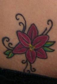 waist color Simple red lily tattoo picture