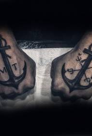 black back anchor tattoo pattern on hand