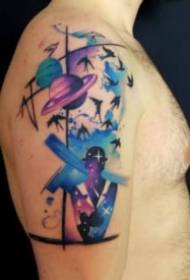 abstract sense of blue watercolor tattoo pattern
