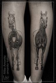 motif de tatouage de cheval noir muscle ligne noire merveilleux