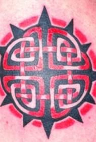 patrón de tatuaje de sol celta rojo y negro