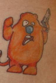 手腕卡通橙色傢伙槍紋身圖案