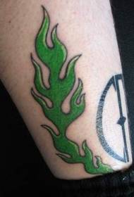 성격 작은 신선한 녹색 불꽃 문신 패턴