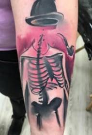 watercolor and abstract combination of dark red tone creative tattoo figure