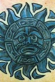 blátt Aztec sólguð list húðflúrmynstur
