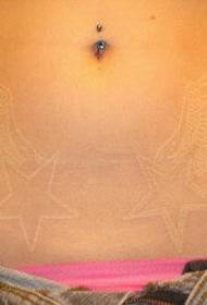 abdomen white ink wings tattoo pattern