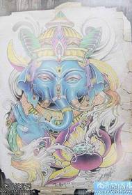 painted beautiful elephant manuscript tattoo pattern