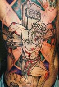 Waist side color great crucifixion of Jesus tattoo pattern