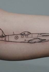 Sketch style black line WWII fighter tattoo pattern