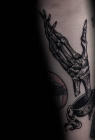 gravure styl swarte bondele minsklike skelet tattoo patroan