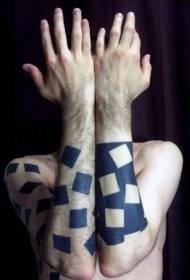 arm simple simpleng disenyo itim at puting parisukat na pattern ng tattoo