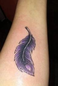 girls arm painted on gradient simple lines soft feather tattoo pictures