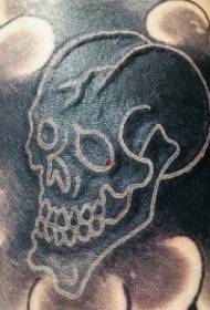 leg personality white ink skull tattoo pattern