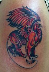 готин черен и червен грифон животински татуировка модел