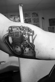boom realistic style black motorcycle engine tattoo pattern