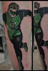 jalkojen väri sarjakuva tyyli vihreä valo mies tatuointi malli