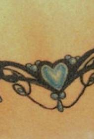 Blue Heart Shaped Vine Tattoo Pattern
