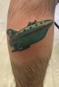 Pojkar på kalvarna målade enkla linjer kreativa ubåt-tatueringsbilder