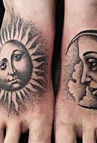стара школа спроба чорного сірого сонця і місяця татуювання візерунок