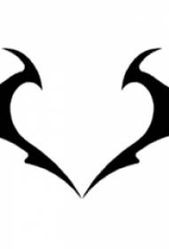 Black Line Creating Heart Wing Totem Tattoo Manuscript