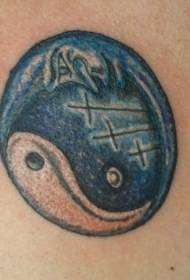 blå yin og yang sladder tatoveringsmønster
