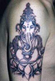 Meditation Ganesha Elephant God Black Tattoo Pattern