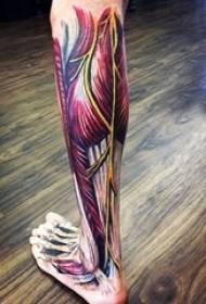 painted abstract lines 3d realistic tearing muscle tattoo pattern