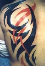 Tribal Black and Red Totem Tattoo Pattern