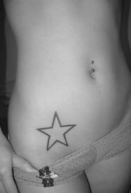 svart linje stjerner mage tatovering mønster