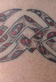 arm color small Tribal tattoo with red decorative tattoo pattern