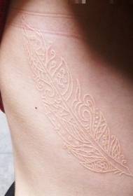 rib white feather personality invisible tattoo pattern