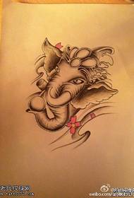Thai elephant god manuscript tattoo pattern