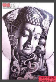 Klasikoko cool bizkarrezurreko osoko Buddha tatuaje eskuizkribua