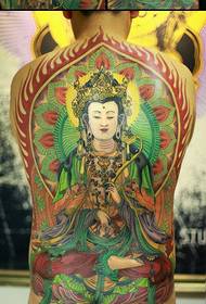 Man full back super gwapo Buong back pattern ng tattoo ng Guanyin