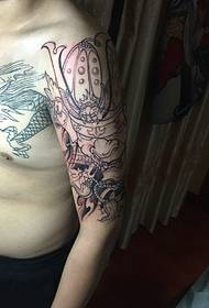 Prajna and the evil dragon with a line tattoo pattern