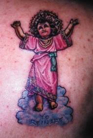 Krāsains Jēzus mazuļa tetovējums