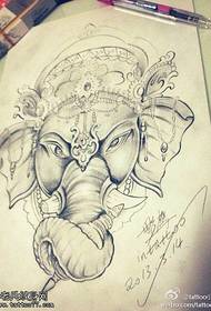 Religious elephant god tattoo manuscript pattern