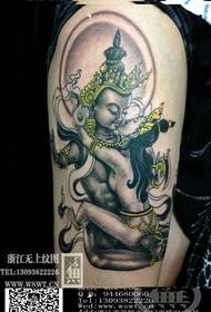 a classic tattoo of the legs of a happy Buddha tattoo