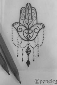 Fatima Hand Pendant Tattoo Pattern Manuscript